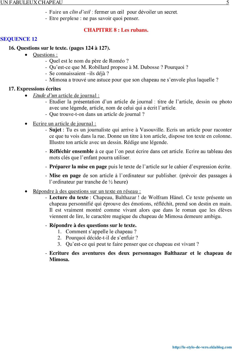 UN FABULEUX CHAPEAU 1. CHAPITRE 1 : Le chapeau de Mimosa s envole. - PDF  Téléchargement Gratuit