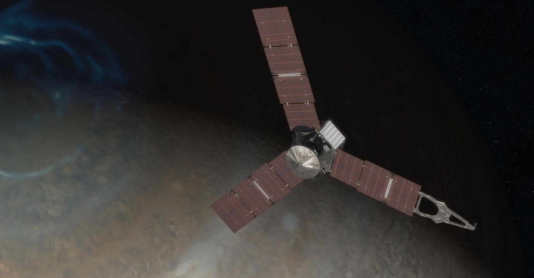 La sonde Juno est en orbite autour de Jupiter Comme prévu, la sonde Juno s'est mise la nuit du 4 au 5 juillet 2016 en orbite autour de Jupiter, qu elle va survoler durant 18 mois sur une orbite
