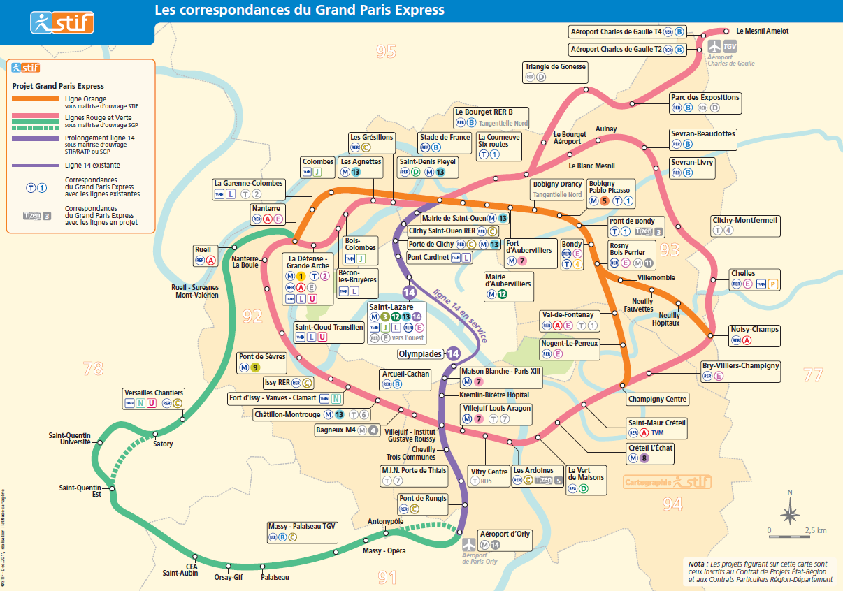 le STIF autorité organisatrice en Ile-de-France Le projet de métro du Grand Paris comptera 200 km