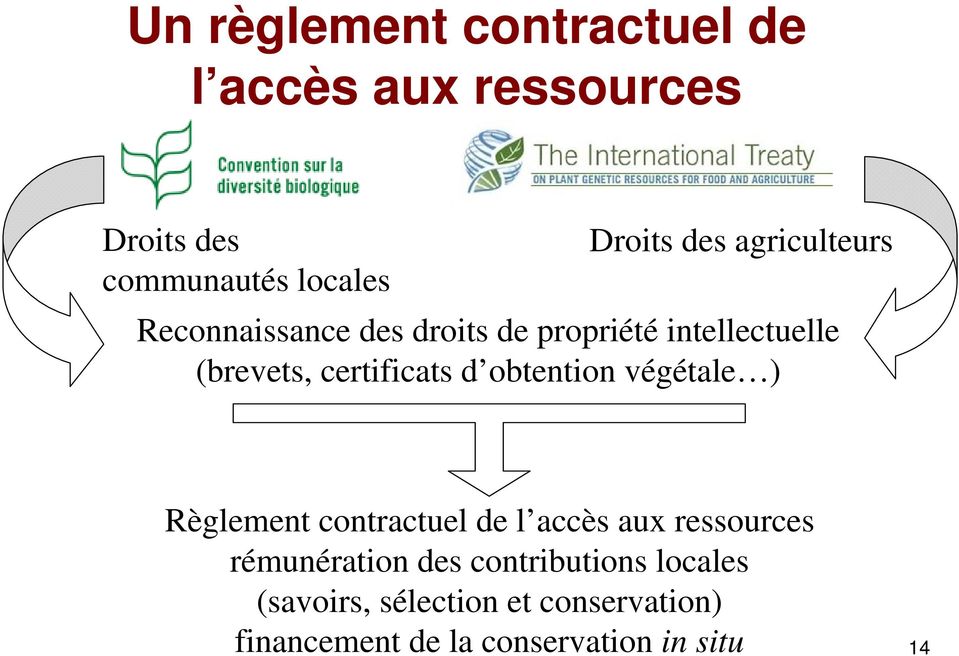 obtention végétale ) Règlement contractuel de l accès aux ressources rémunération des