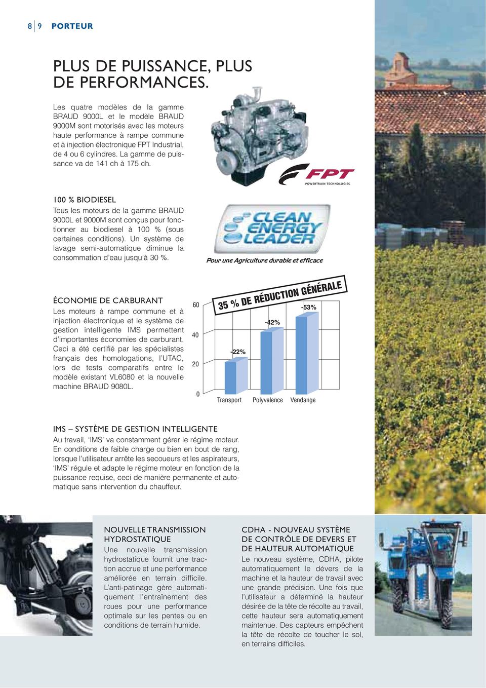 POWERTRAIN TECHNOLOGIES Tous les moteurs de la gamme BRAUD 9000L et 9000M sont conçus pour fonctionner au biodiesel à 100 % (sous certaines conditions).