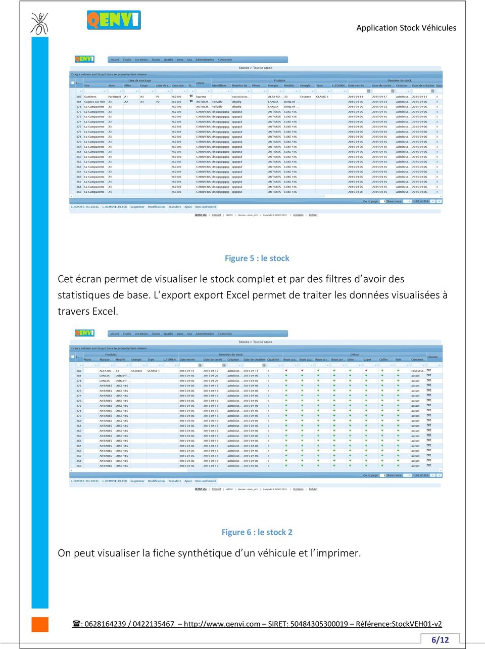 L export export Excel permet de traiter les données visualisées à travers