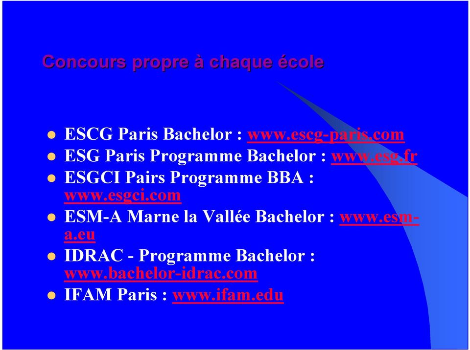 fr ESGCI Pairs Programme BBA : www.esgci.