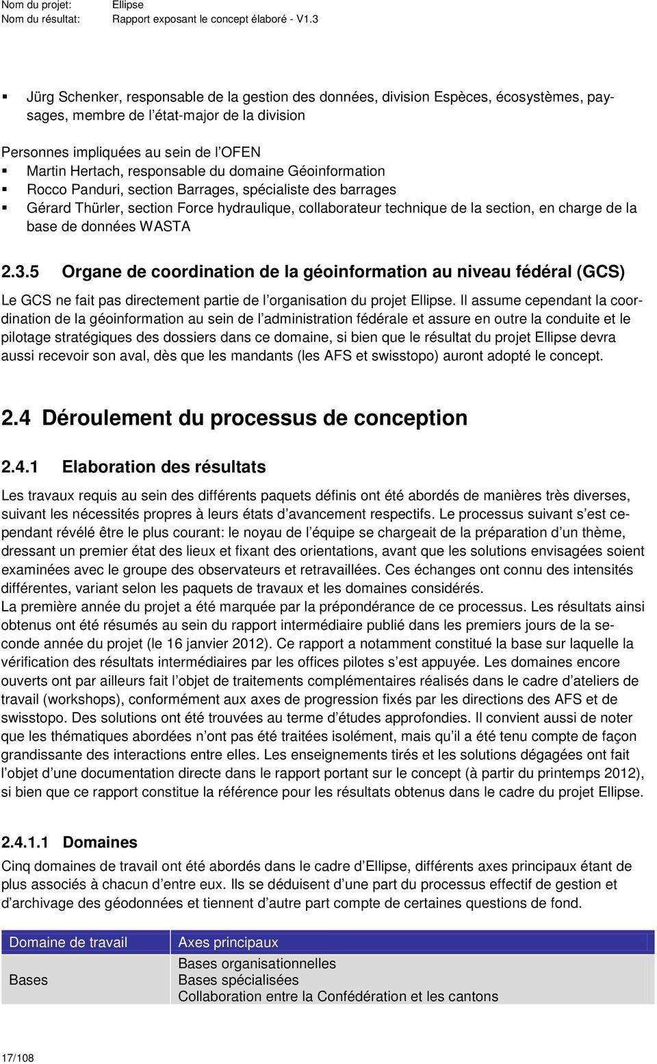 WASTA 2.3.5 Organe de coordination de la géoinformation au niveau fédéral (GCS) Le GCS ne fait pas directement partie de l organisation du projet Ellipse.