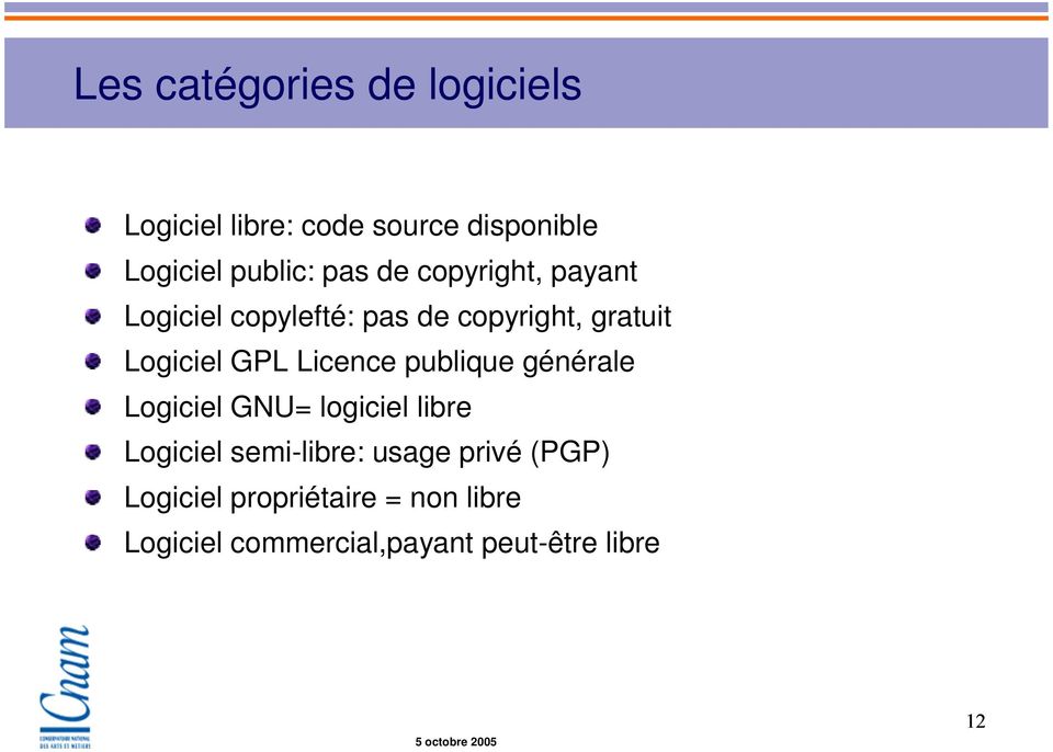 Licence publique générale Logiciel GNU= logiciel libre Logiciel semi-libre: usage