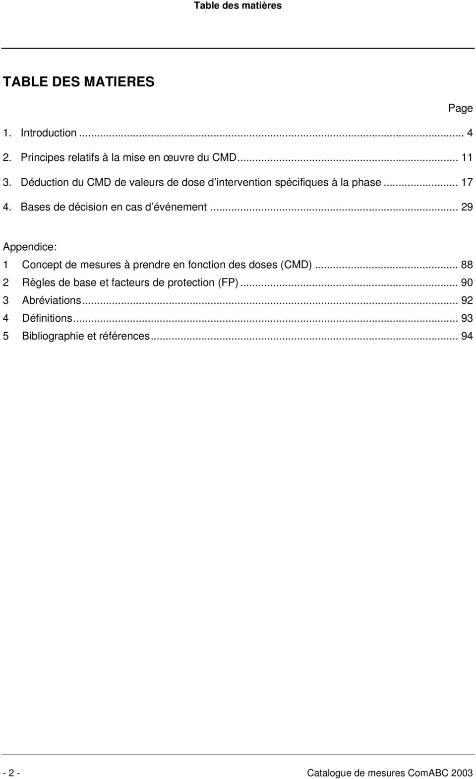 .. 29 Appendice: 1 Concept de mesures à prendre en fonction des doses (CMD).