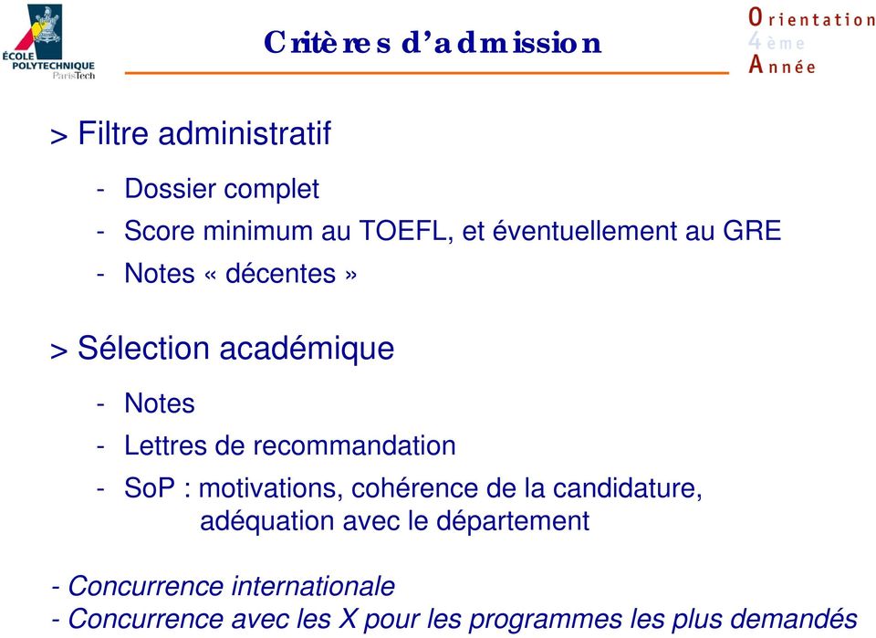 recommandation - SoP : motivations, cohérence de la candidature, adéquation avec le