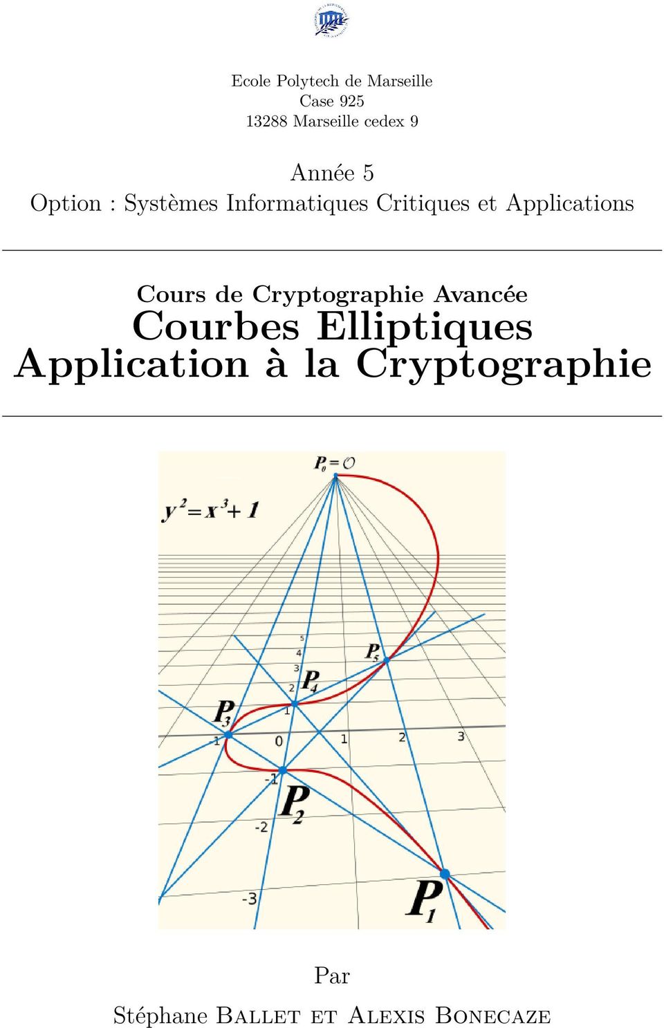 Applications Cours de Cryptographie Avancée Courbes