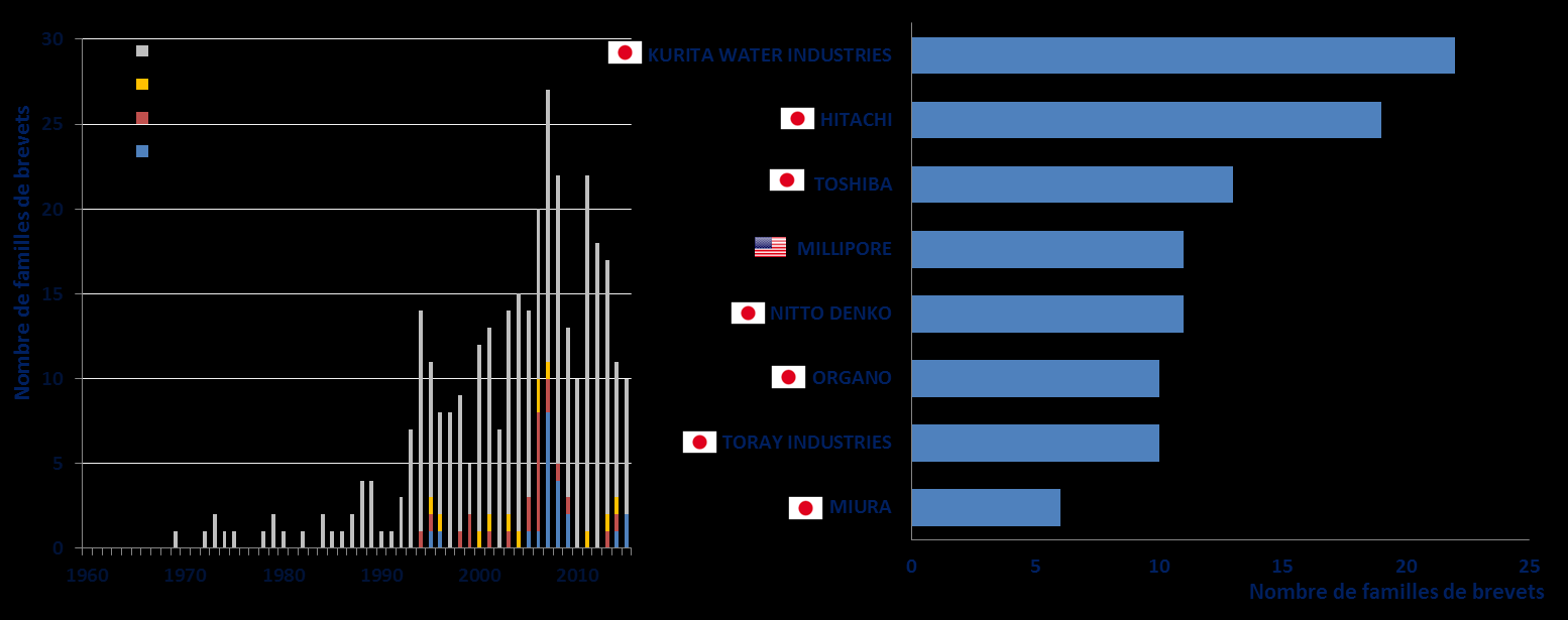 Focus: détection et/ou réparation de fuites Les principaux détenteurs sur ce segment sont KURITA WATER, HITACHI, et TOSHIBA.