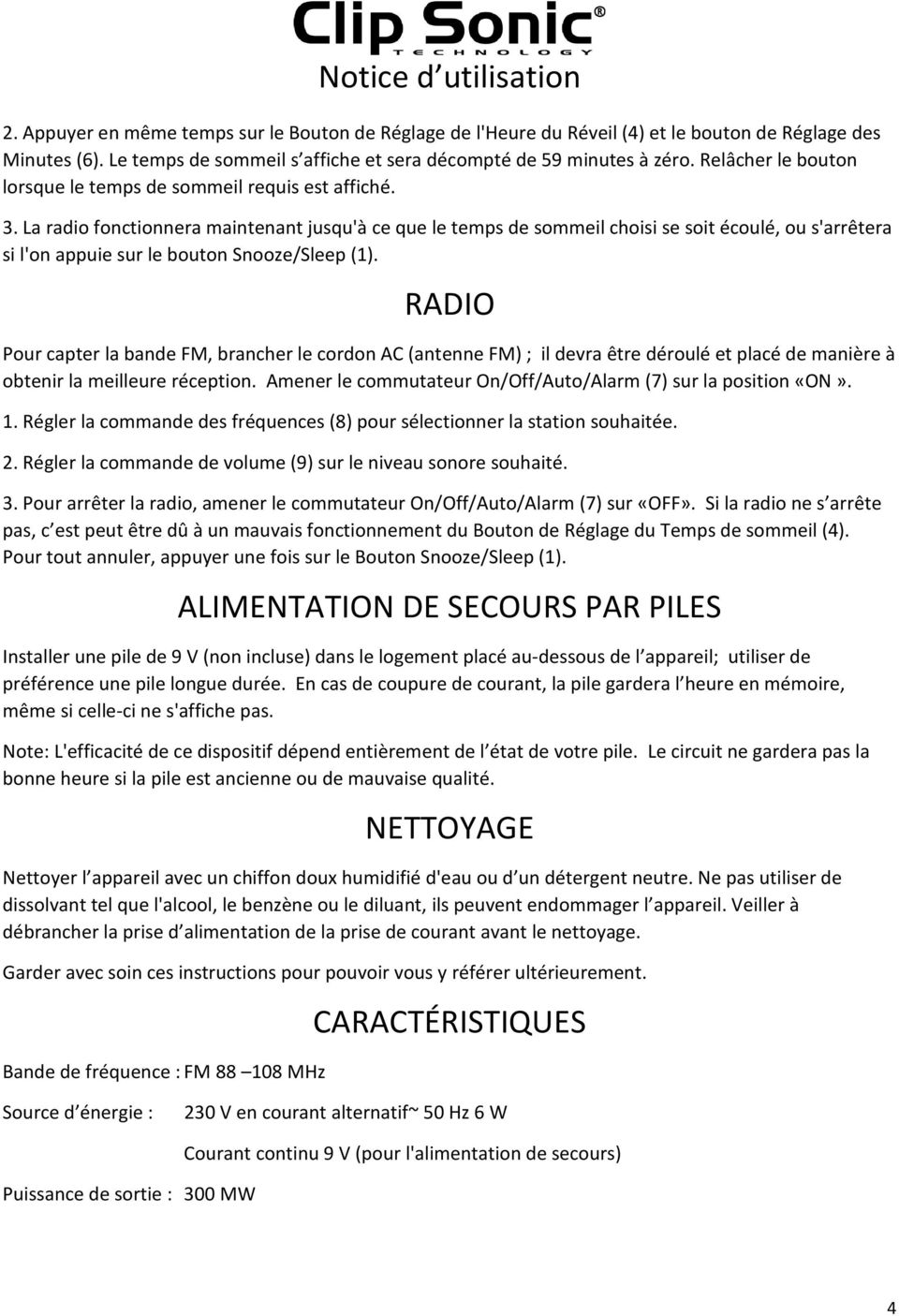 Notice d utilisation. Radio-réveil FM. Référence : AR283 Date : 04/02/14  Version : 1.3 Langue : Français - PDF Free Download