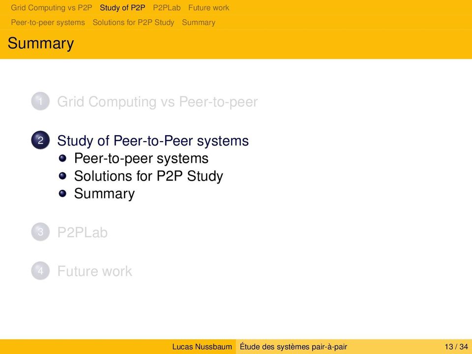 Peer-to-peer systems Solutions for P2P Study Summary 3 P2PLab 4