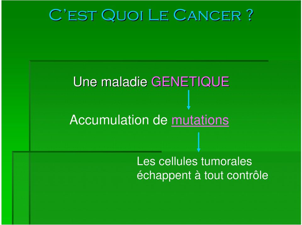 Accumulation de mutations Les