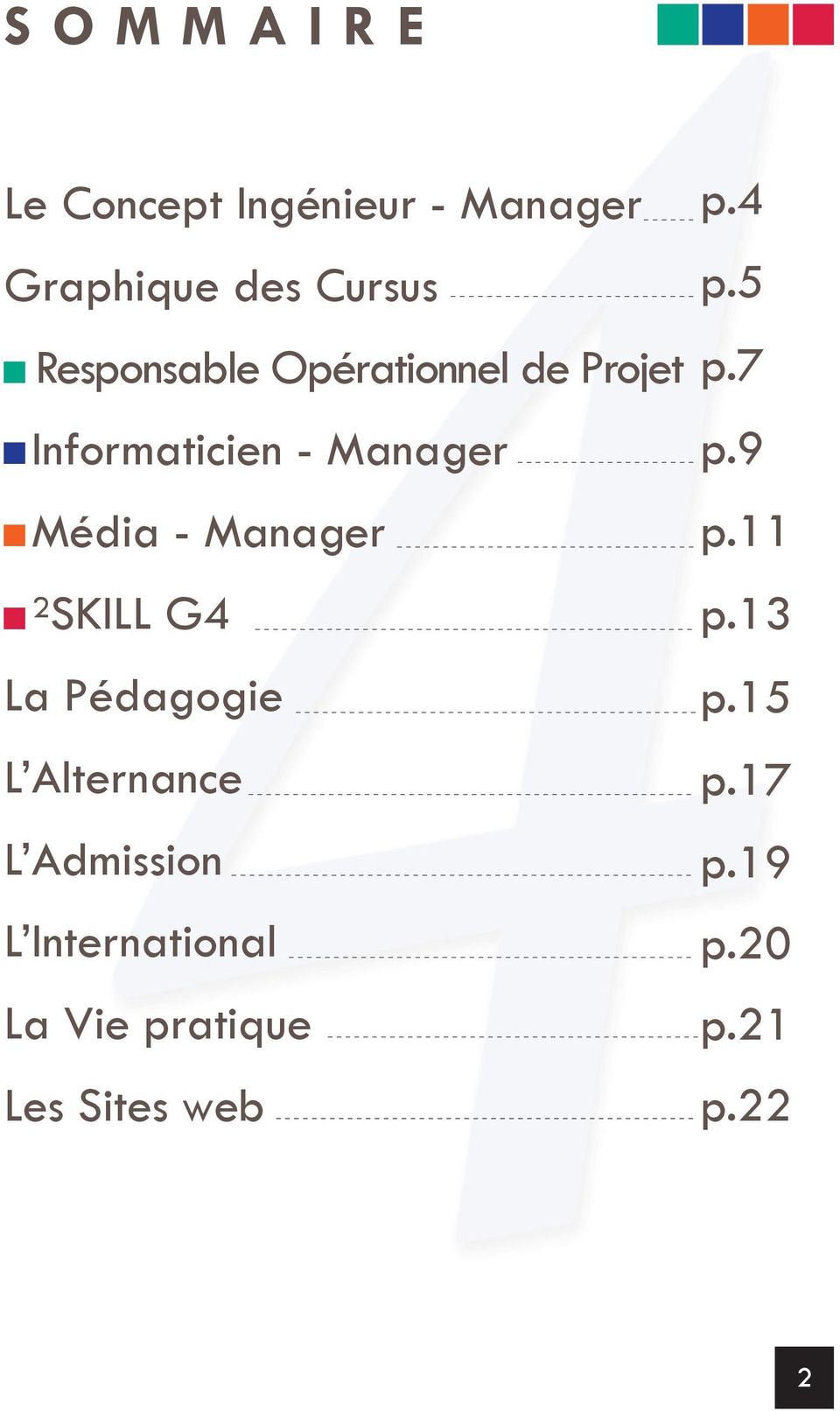 Manager ²SKILL G4 La Pédagogie L Alternance L Admission L International