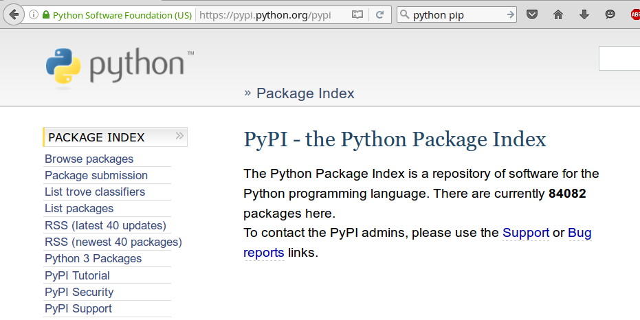 Ajout de modules pypi.python.