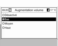 Introduction 23 Optimiser la tonalité en fonction du style de musique Paramètres de volume CD 500 / DVD 800 Volume maximal au démarrage Augm. vol. en fonction de la vitesse Sélectionner EG : (égaliseur).