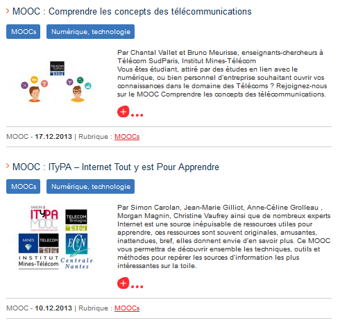 Un portail pour l offre de MOOC des établissements de l ESR français MOOC de Telecom Sud Paris hébergé sur une plateforme interne