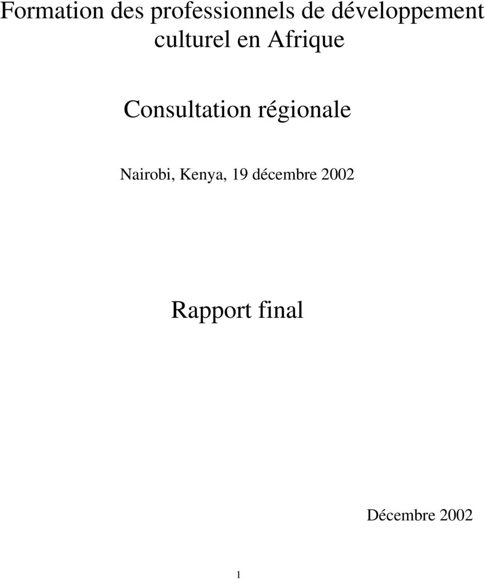 Consultation régionale Nairobi,