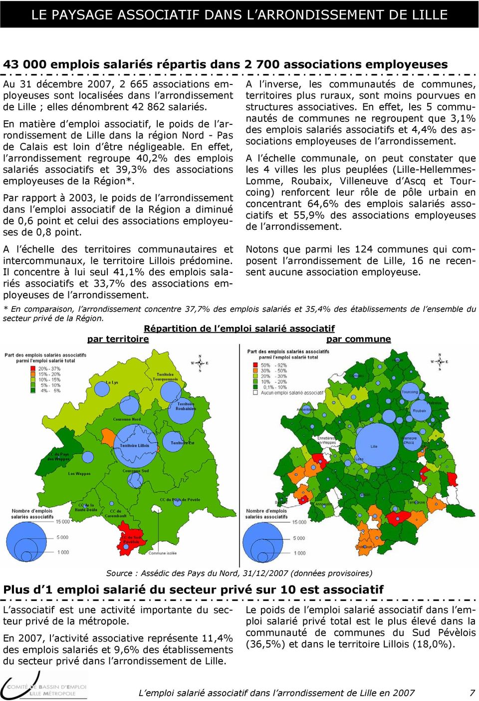 En effet, l arrondissement regroupe 40,2% des emplois salariés associatifs et 39,3% des associations employeuses de la Région*.