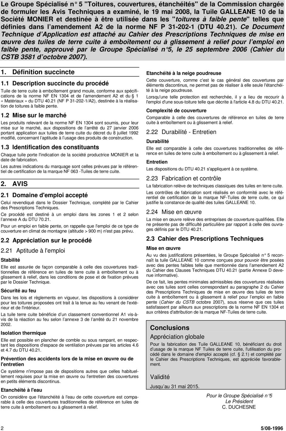 Document Technique d Application. Tuile Galleane 10 - PDF Free Download