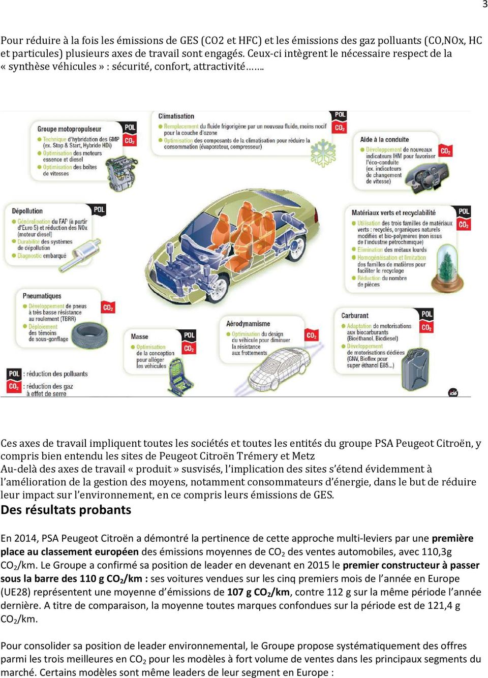 Ces axes de travail impliquent toutes les sociétés et toutes les entités du groupe PSA Peugeot Citroën, y compris bien entendu les sites de Peugeot Citroën Trémery et Metz Au-delà des axes de travail