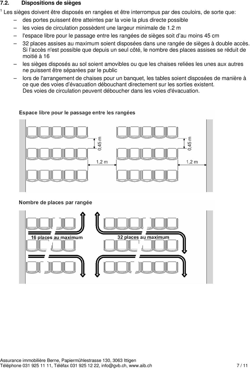 2 m l'espace libre pour le passage entre les rangées de sièges soit d au moins 45 cm 32 places assises au maximum soient disposées dans une rangée de sièges à double accès.