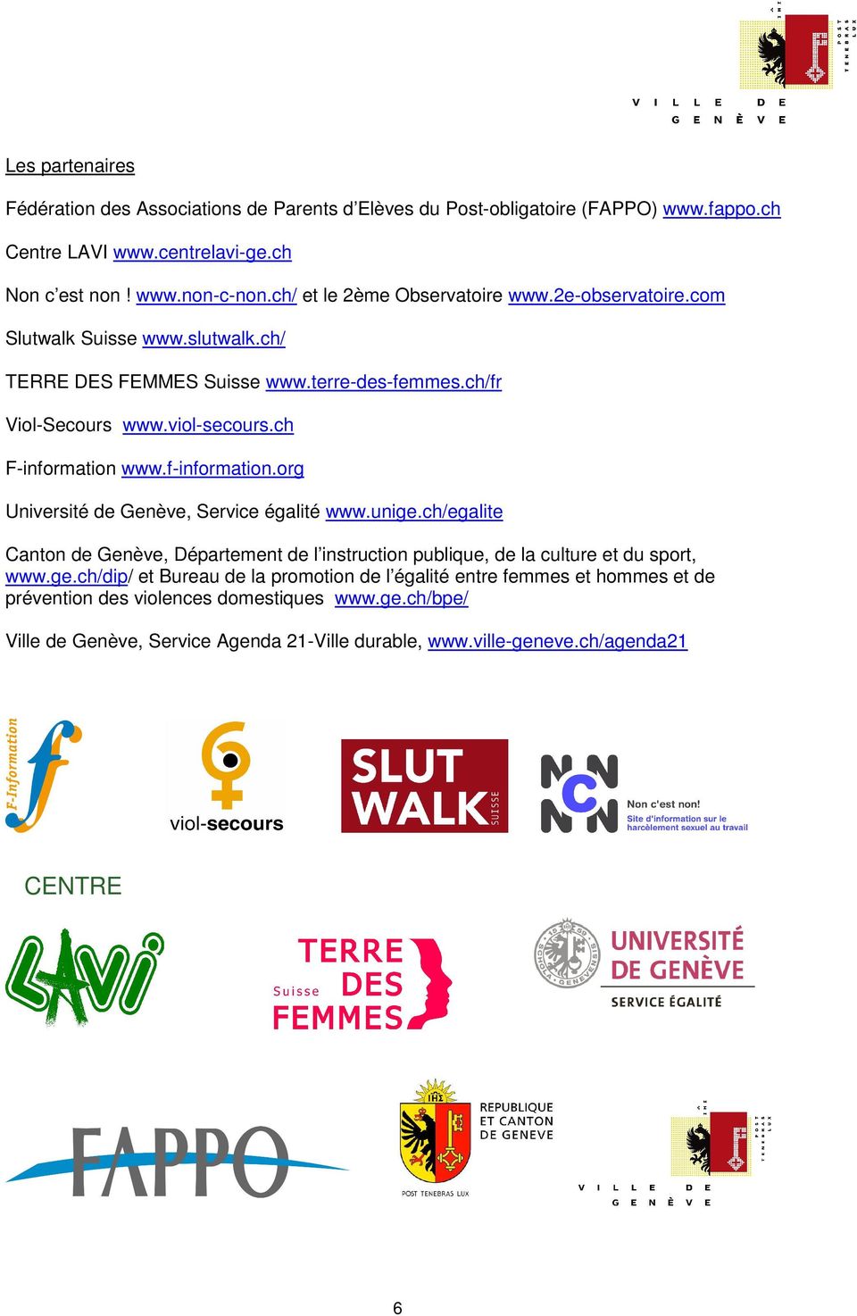 ch F-information www.f-information.org Université de Genève, Service égalité www.unige.