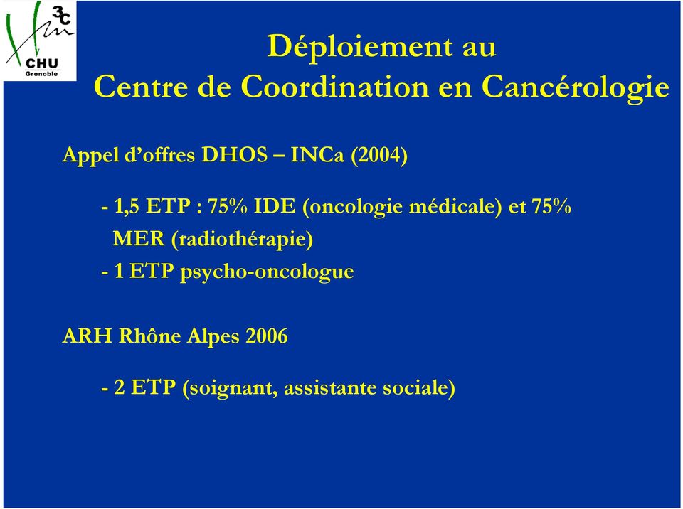 (oncologie médicale) et 75% MER (radiothérapie) - 1 ETP