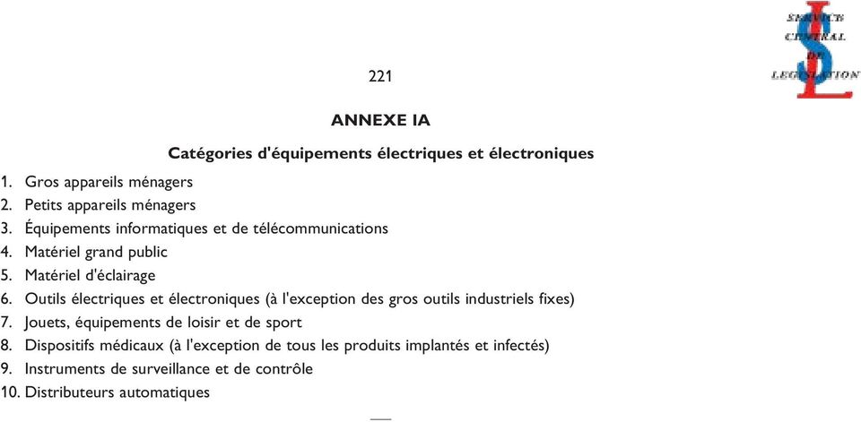 Outils électriques et électroniques (à l'exception des gros outils industriels fixes) 7.