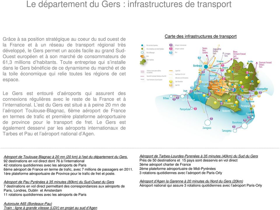 Toute entreprise qui s installe dans le Gers bénéficie de ce dynamisme du marché et de la toile économique qui relie toutes les régions de cet espace.