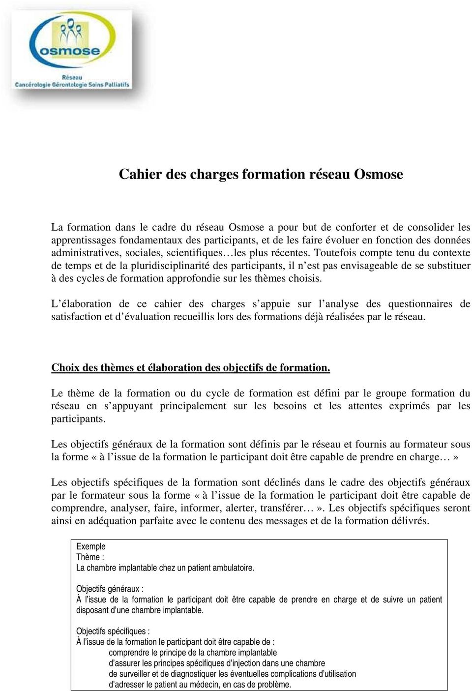 Cahier des charges formation réseau Osmose - PDF Téléchargement Gratuit