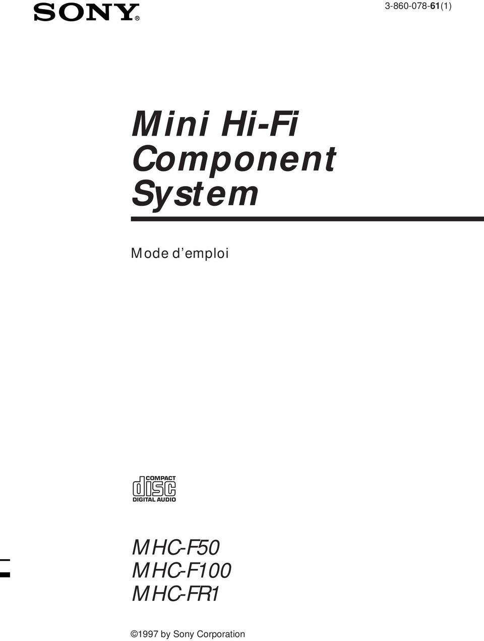 emploi f MHC-F50 MHC-F100