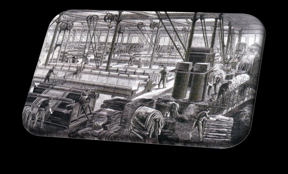 De la fin du XVIII siècle et sur tout le XIX siècle 1 ère révolution industrielle La machine à vapeur de