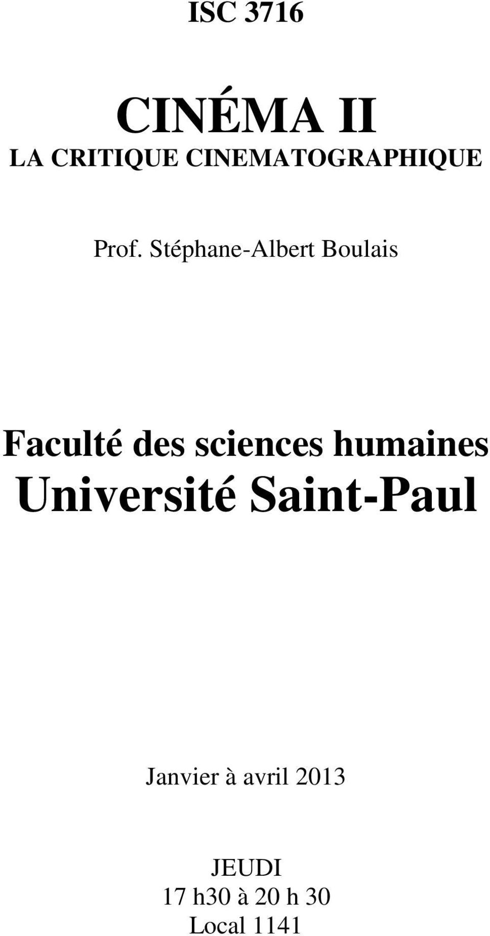 Stéphane-Albert Boulais Faculté des sciences