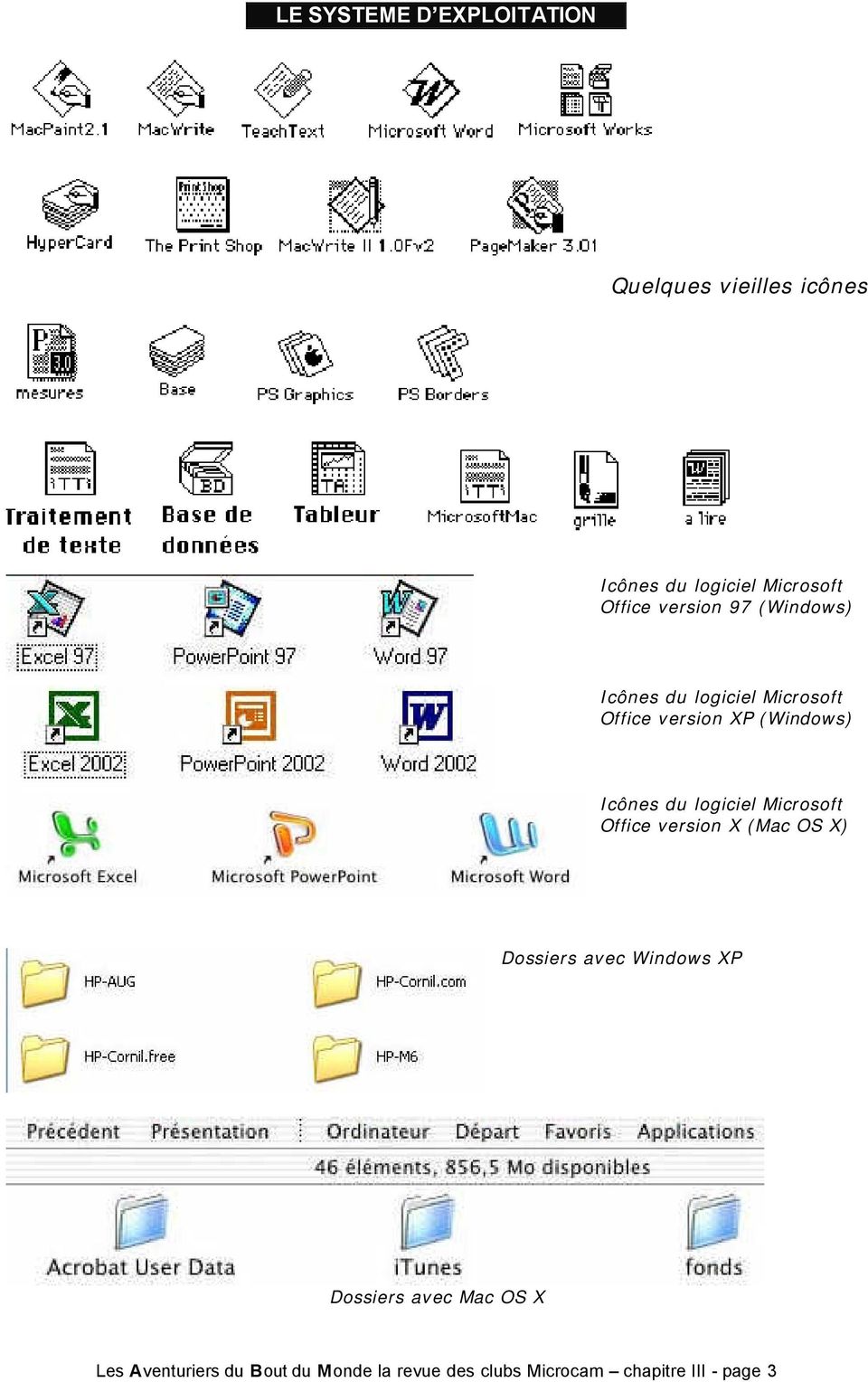 logiciel Microsoft Office version X (Mac OS X) Dossiers avec Windows XP Dossiers avec