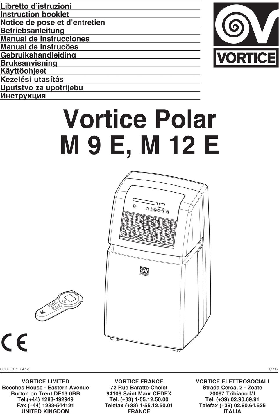 Vortice Polar M 9 E, M 12 E - PDF Téléchargement Gratuit