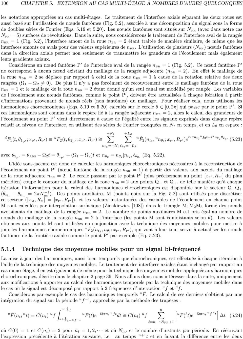 2), associée à une décomposition du signal sous la forme de doubles séries de Fourier (Eqs. 5.19 et 5.20).