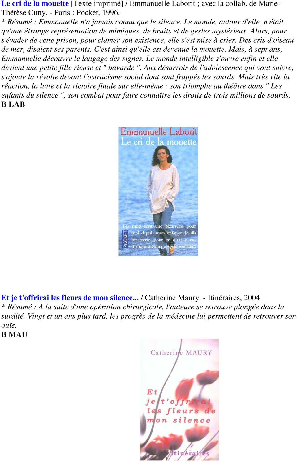 Resumer Du Livre Le Cri De La Mouette Bibliographie Handicap - PDF Free Download