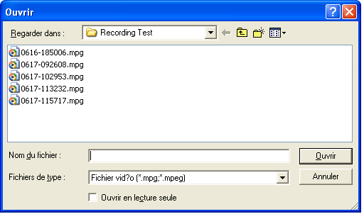 Visionner un programme enregistré Appuyez sur le bouton de fichiers enregistrés (dans la barre d'outils étendue).