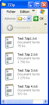 5. MISE EN APPLICATION DU LOGICIEL 5.1. COMPRESSION DE FICHIER Nous allons effectuer la compression de quatre fichiers textes avec 7-Zip.