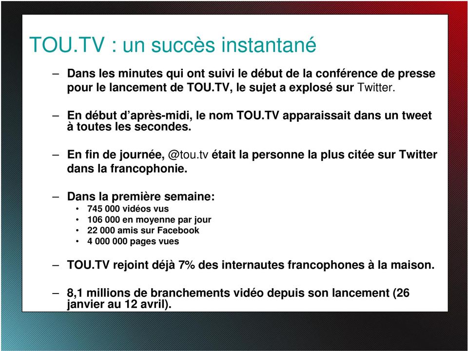 tv était la personne la plus citée sur Twitter dans la francophonie.