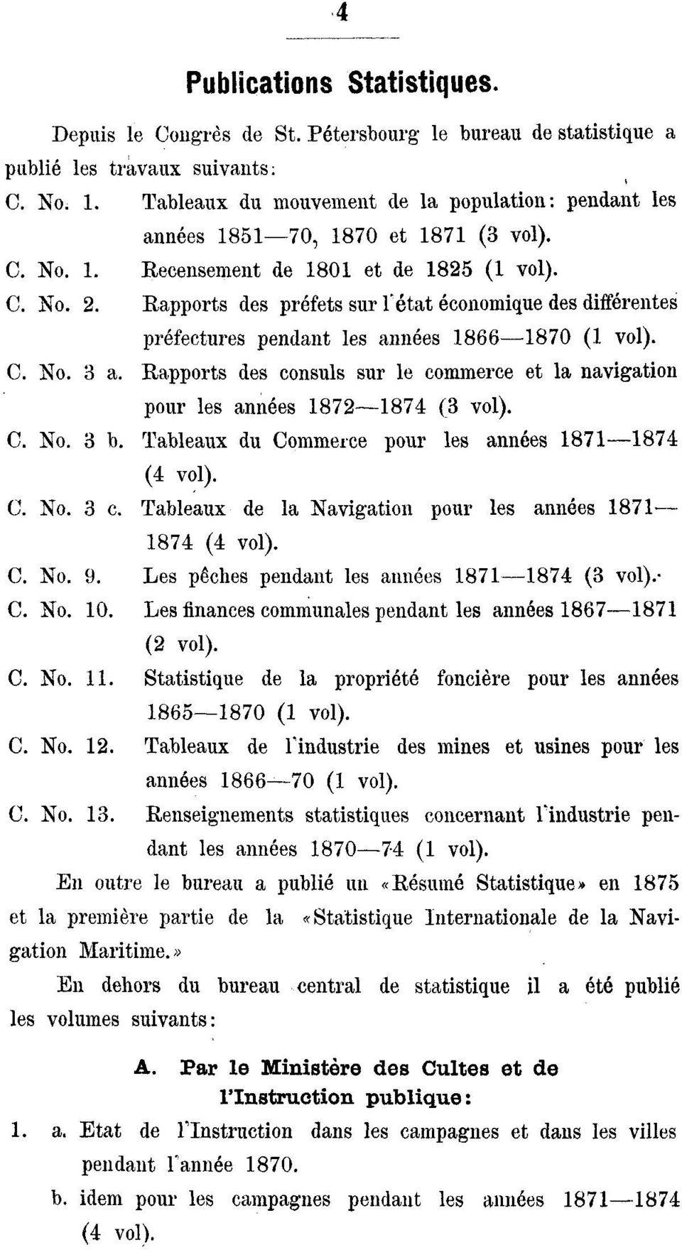 Rapports des préfets sur l'état économique des différentes préfectures pendant les années 1866-1870 (1 vol). C. No. 3 a.