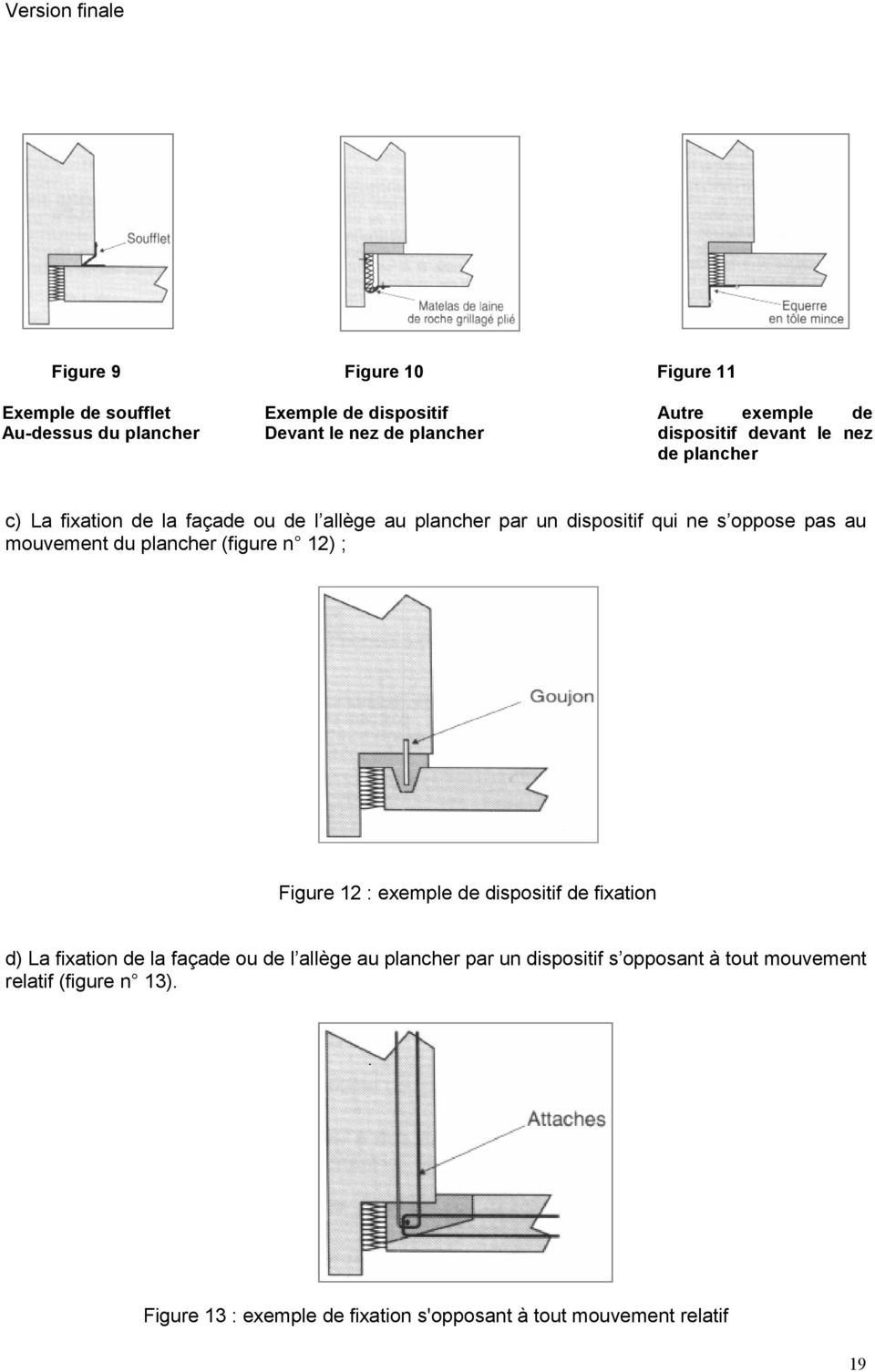 mouvement du plancher (figure n 12) ; Figure 12 : exemple de dispositif de fixation d) La fixation de la façade ou de l allège au