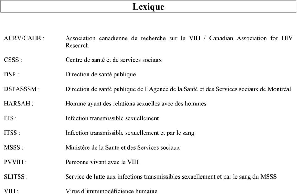 Montréal Homme ayant des relations sexuelles avec des hommes Infection transmissible sexuellement Infection transmissible sexuellement et par le sang Ministère de la