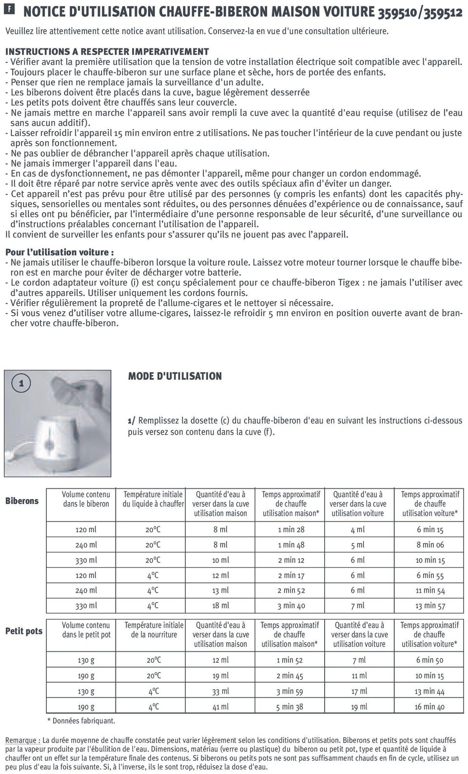 Chauffe-biberon express auto/maison - PDF Free Download