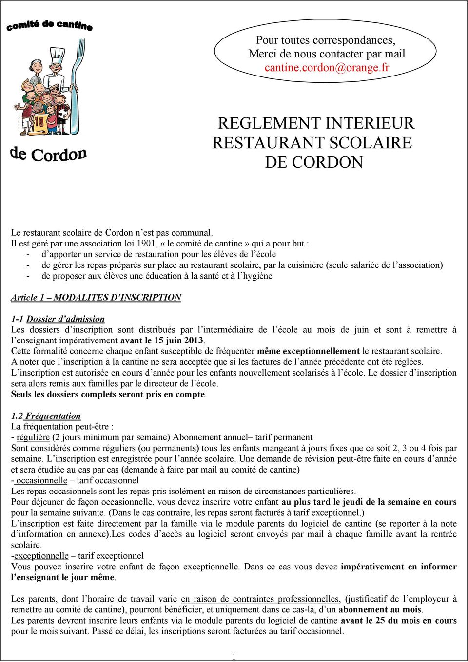 REGLEMENT INTERIEUR RESTAURANT SCOLAIRE DE CORDON - PDF Free Download
