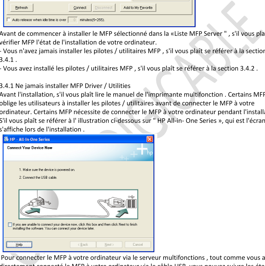 Avant de commencer à installer le MFP sélectionné dans la «Liste MFP Server ", s'il vous plaît vérifier MFP l'état de l'installation de votre ordinateur.