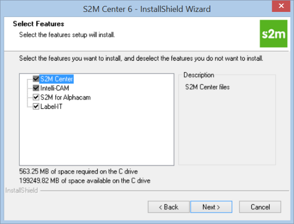 Type d installation de S2M Center Sélectionnez les composantes que vous voulez installer.