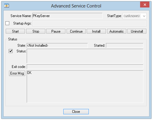 Cliquez maintenant sur le bouton «Avancé» pour afficher la boîte de dialogue «Contrôle de service avancé» que vous voyez ci-dessous: Cliquez sur le bouton «Installer» pour installer le serveur