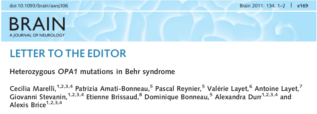 AOD «PLUS» NÉONATAL= SYNDROME DE BEHR (2014) Syndrome