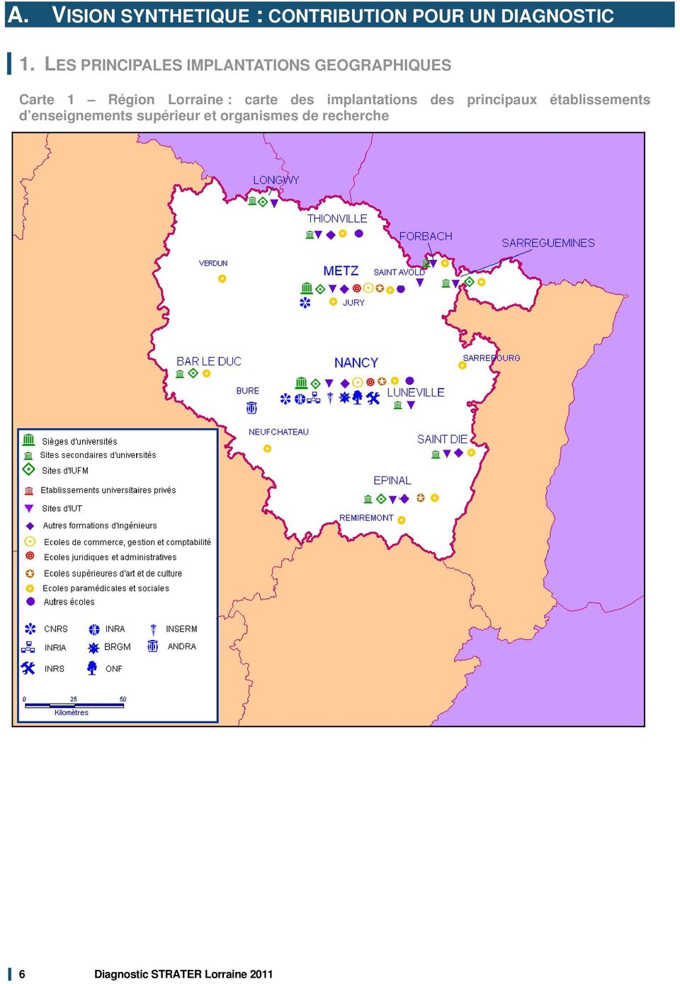 : carte des implantations des principaux établissements d